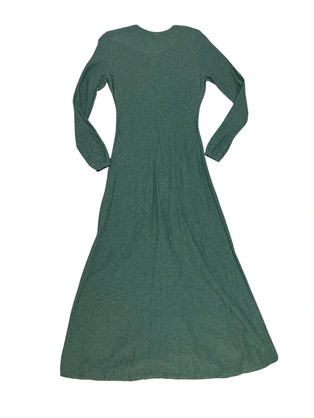 Free People Beach Dark Teal Linen-Blend Long Sleeve Maxi Dress - Picture 2 of 6